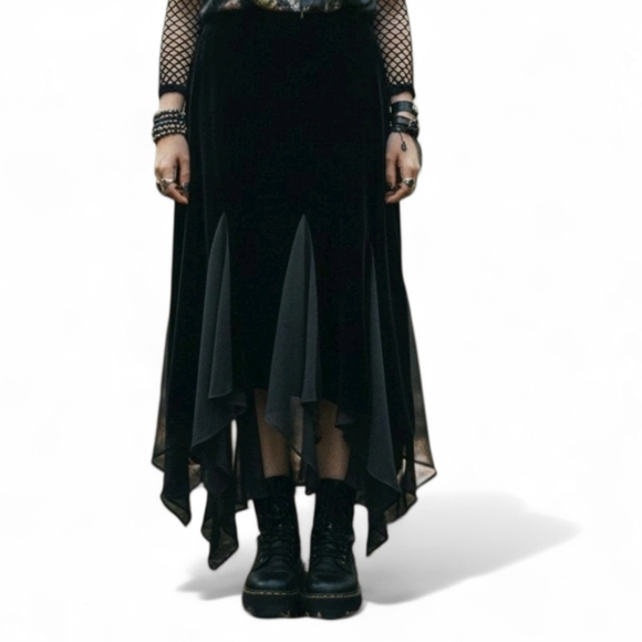 Alex Evenings Dresses & Skirts - vintage whimsigoth Black Asymmetrical Skirt velvet